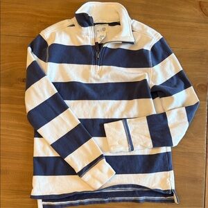 Jcrew Crewcuts Boy’s Striped Zip-Up Sweater - Navy and White